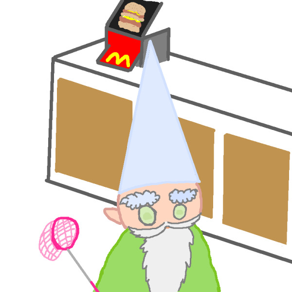 no title by Crawly the gnome visits mcdonalds